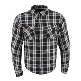 Milwaukee Leather MPM1646 Men's Plaid Flannel Biker Shirt with CE Approved Armor - Reinforced w/ Aramid Fiber