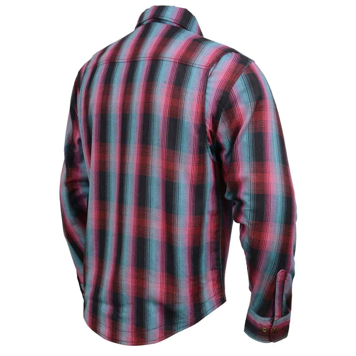 Milwaukee Leather MPM1654 Men's Plaid Flannel Biker Shirt with CE Approved Armor - Reinforced w/ Aramid Fiber