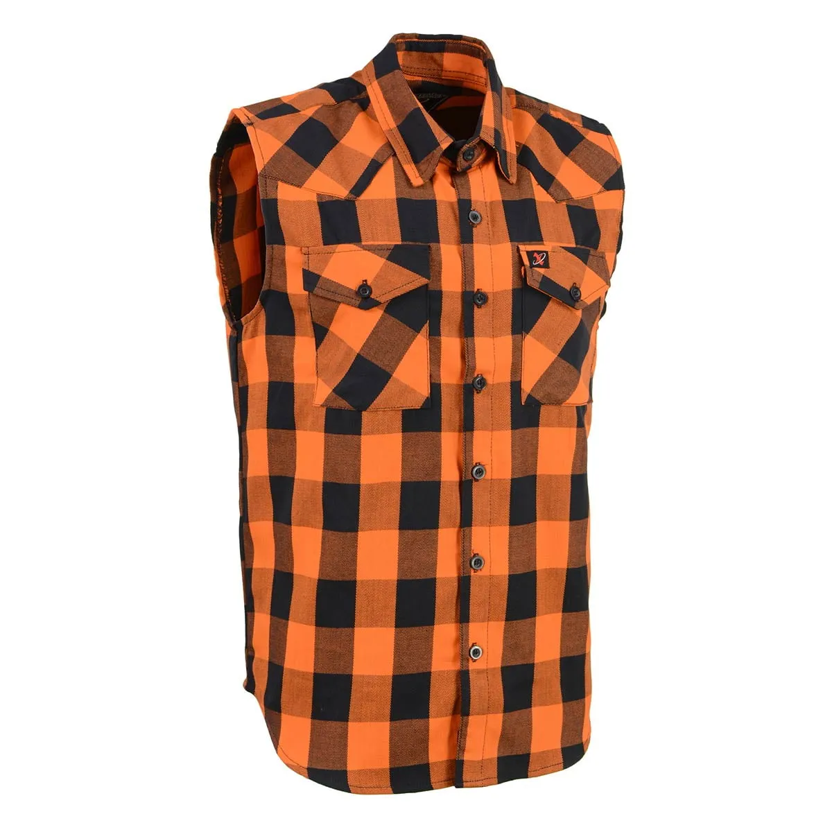 Milwaukee Leather MPM1655 Men’s Classic Black and Orange Button-Down