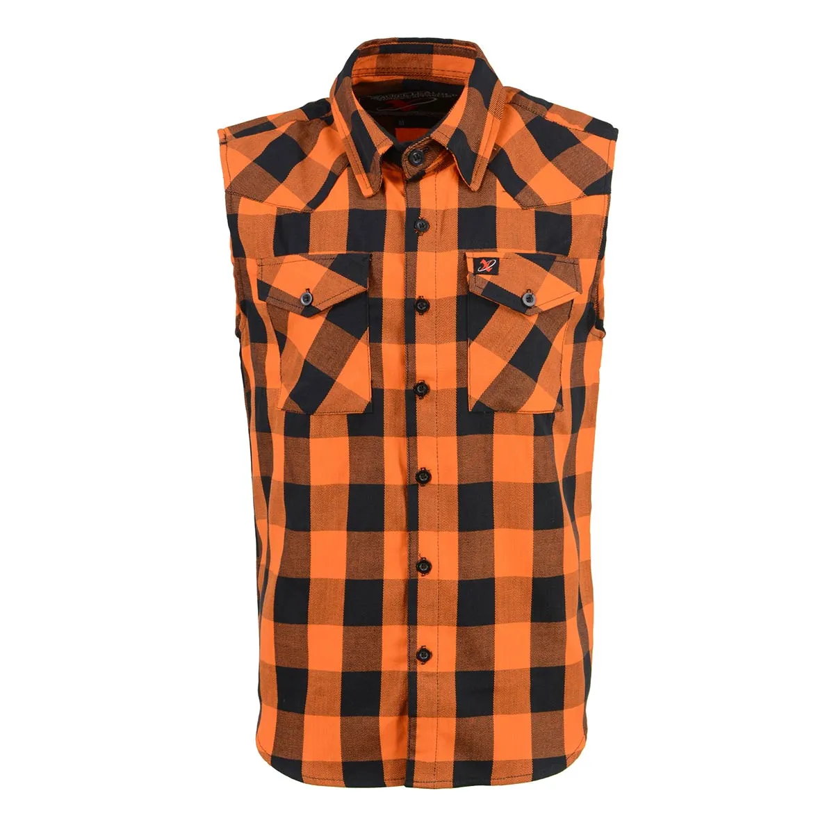 Milwaukee Leather MPM1655 Men’s Classic Black and Orange Button-Down