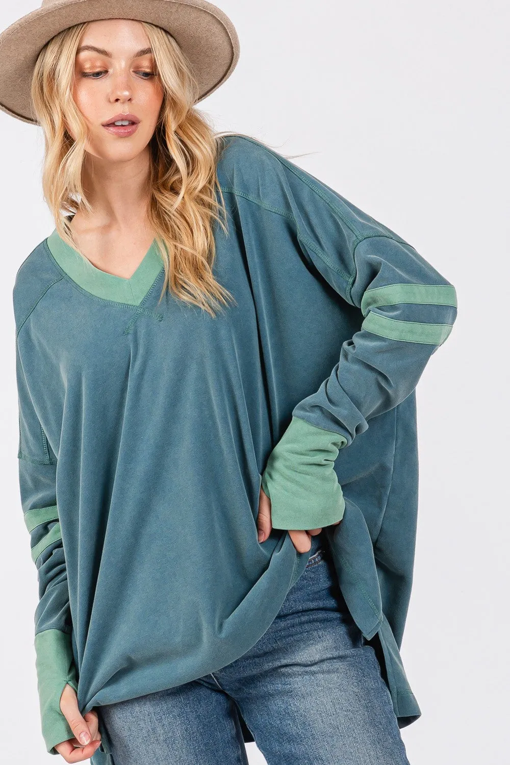 Mineral Wash Side Slit Contrast Top