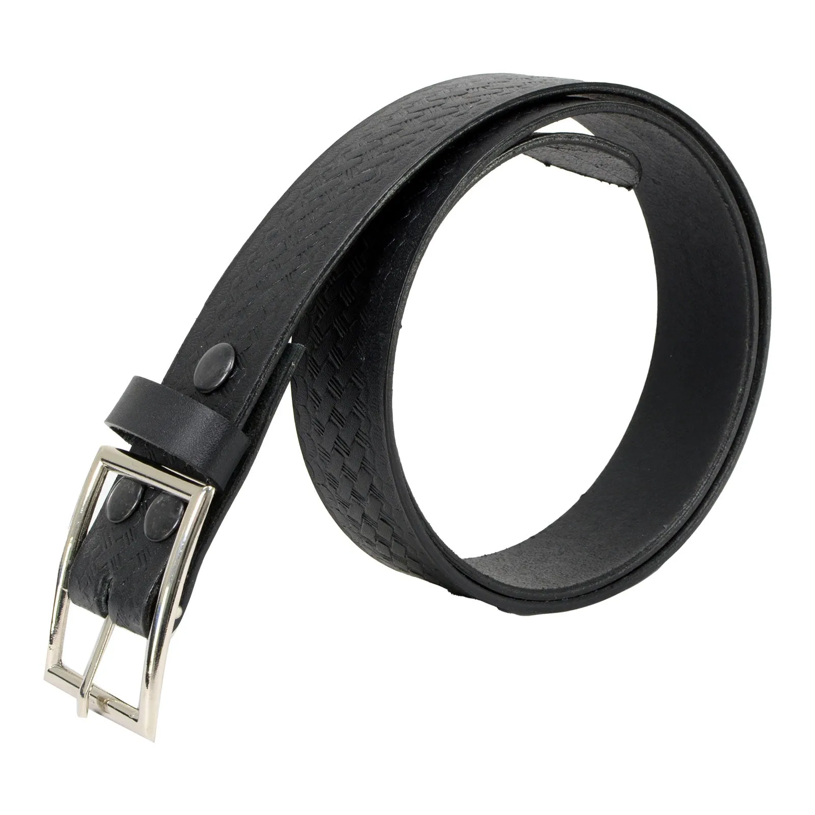 MP7105 Men's Embossed Black Genuine Leather Biker Belt with Interchangeable Buckle