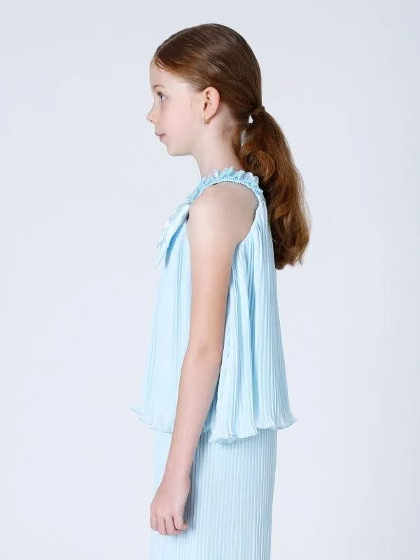 One Friday Aqua Pleated Top