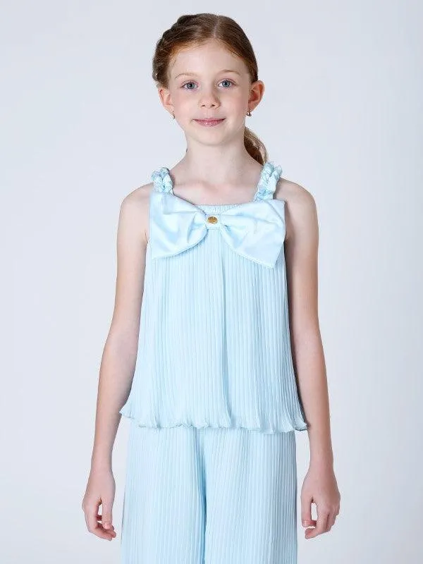 One Friday Aqua Pleated Top