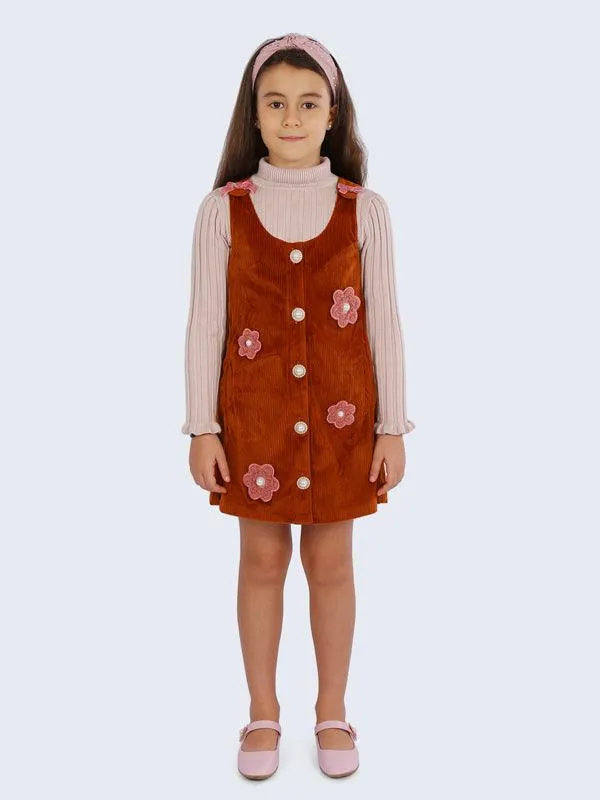 One Friday Brown Sleeveless Corduroy Dress