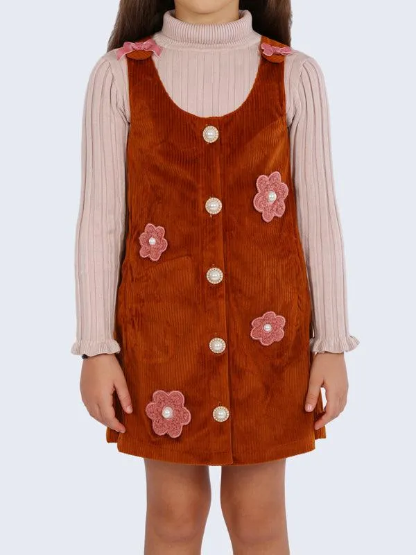 One Friday Brown Sleeveless Corduroy Dress