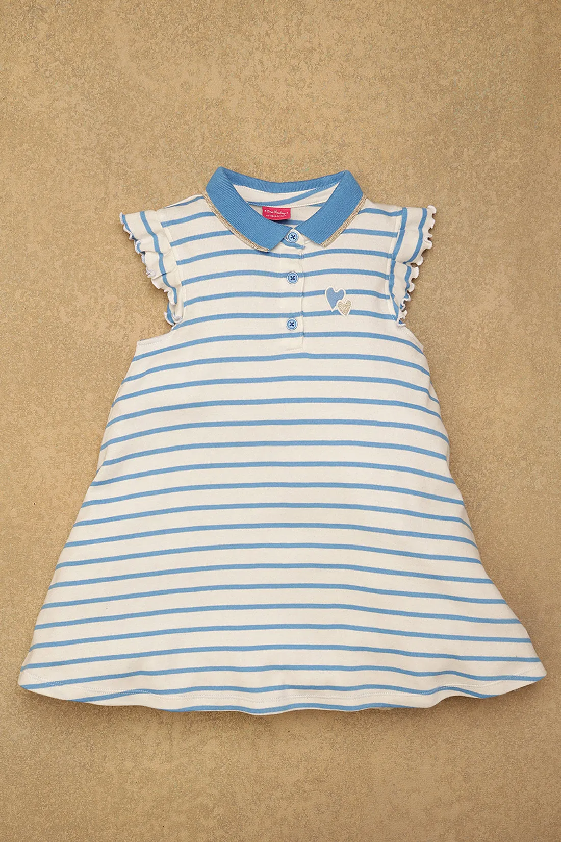 One Friday Kids Girls Blue Stripes Dress