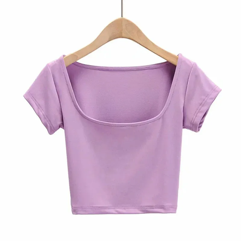 Petite Square Neck Crop Tee