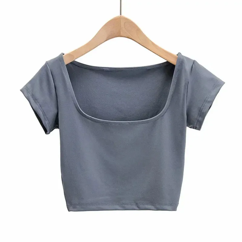 Petite Square Neck Crop Tee