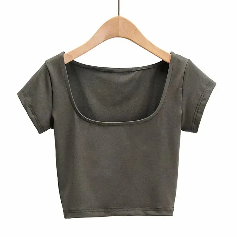 Petite Square Neck Crop Tee