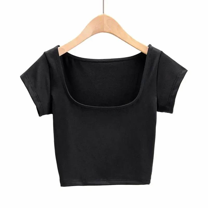 Petite Square Neck Crop Tee