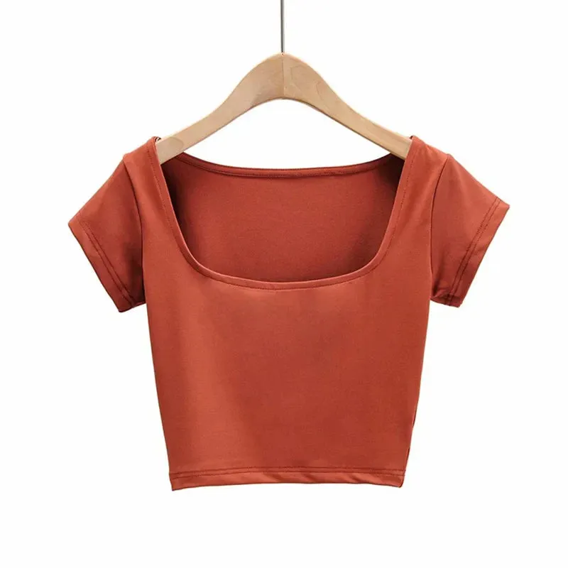 Petite Square Neck Crop Tee