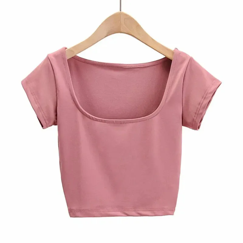 Petite Square Neck Crop Tee