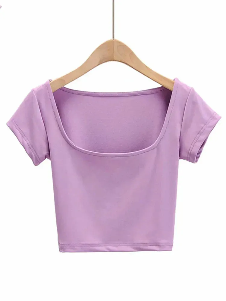 Petite Square Neck Crop Tee