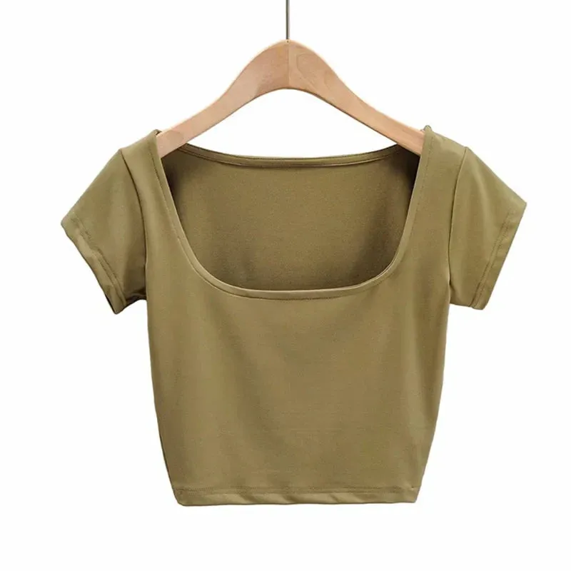 Petite Square Neck Crop Tee