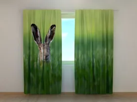 Photo Curtain Easter Rabbit in Green Grass