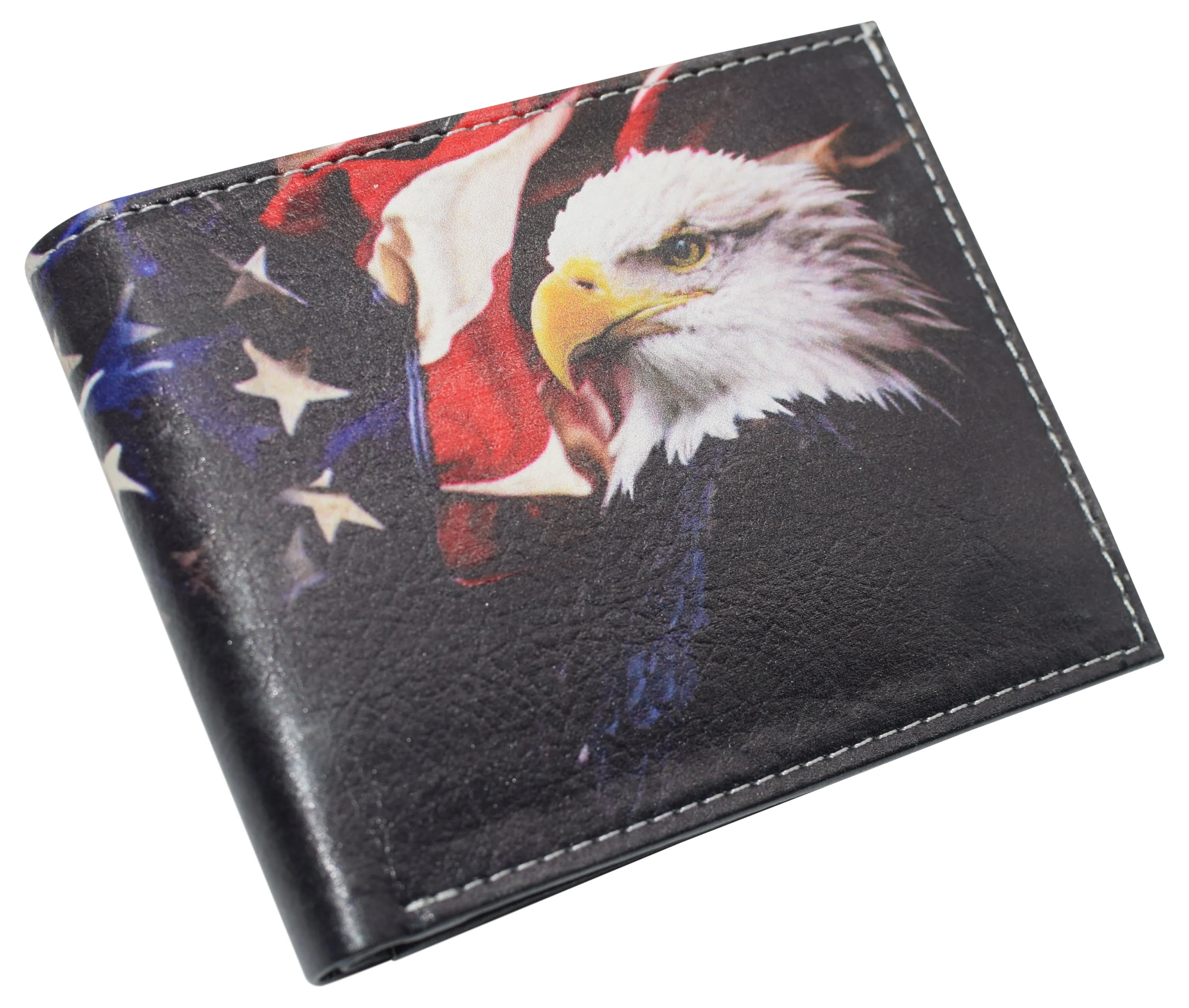 RFID Blocking Genuine Leather Printed Theme Bifold Wallets with Gift box for men RFID53_