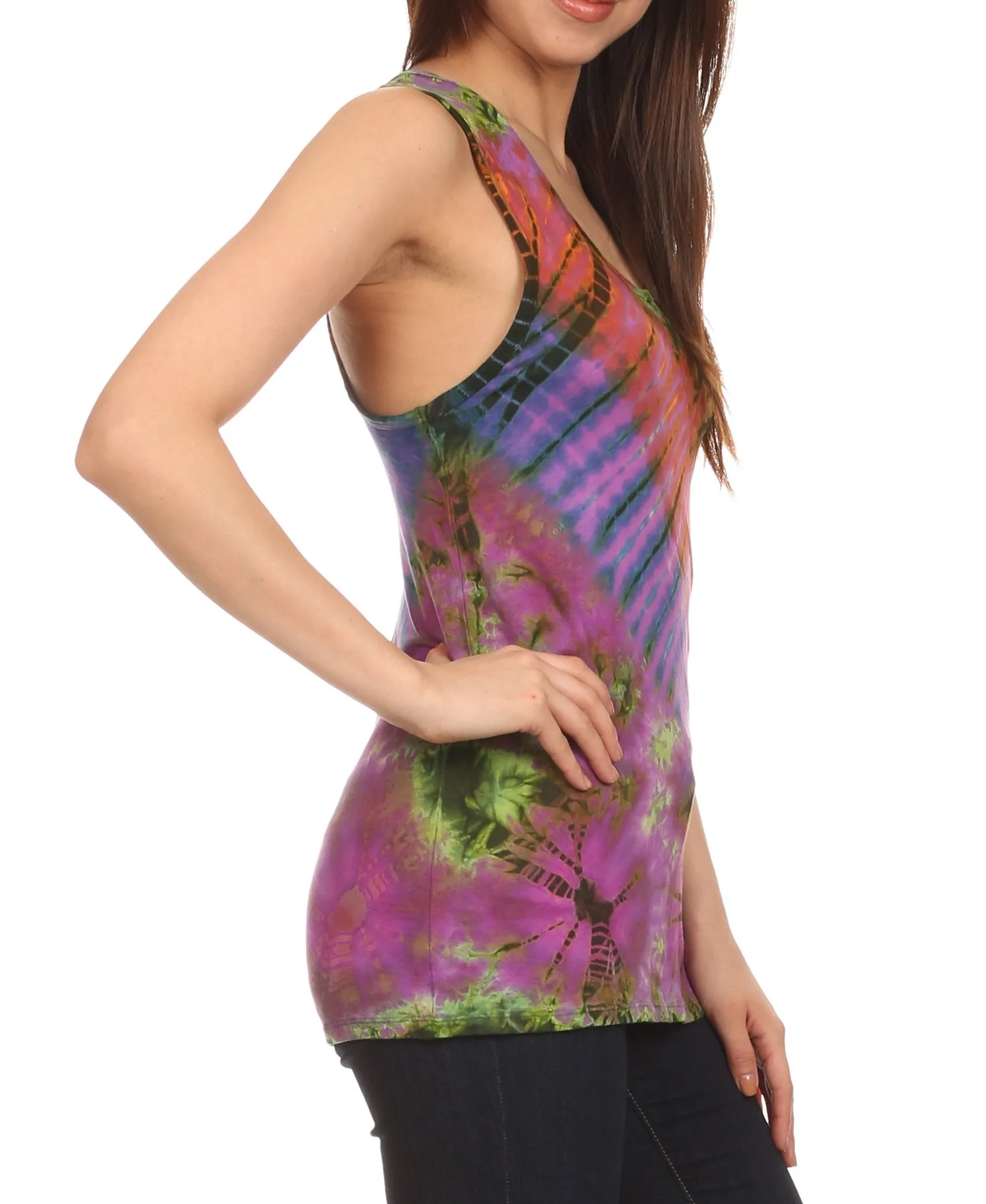 Sakkas Cicily Tie Dye Summer Tank Top Tee