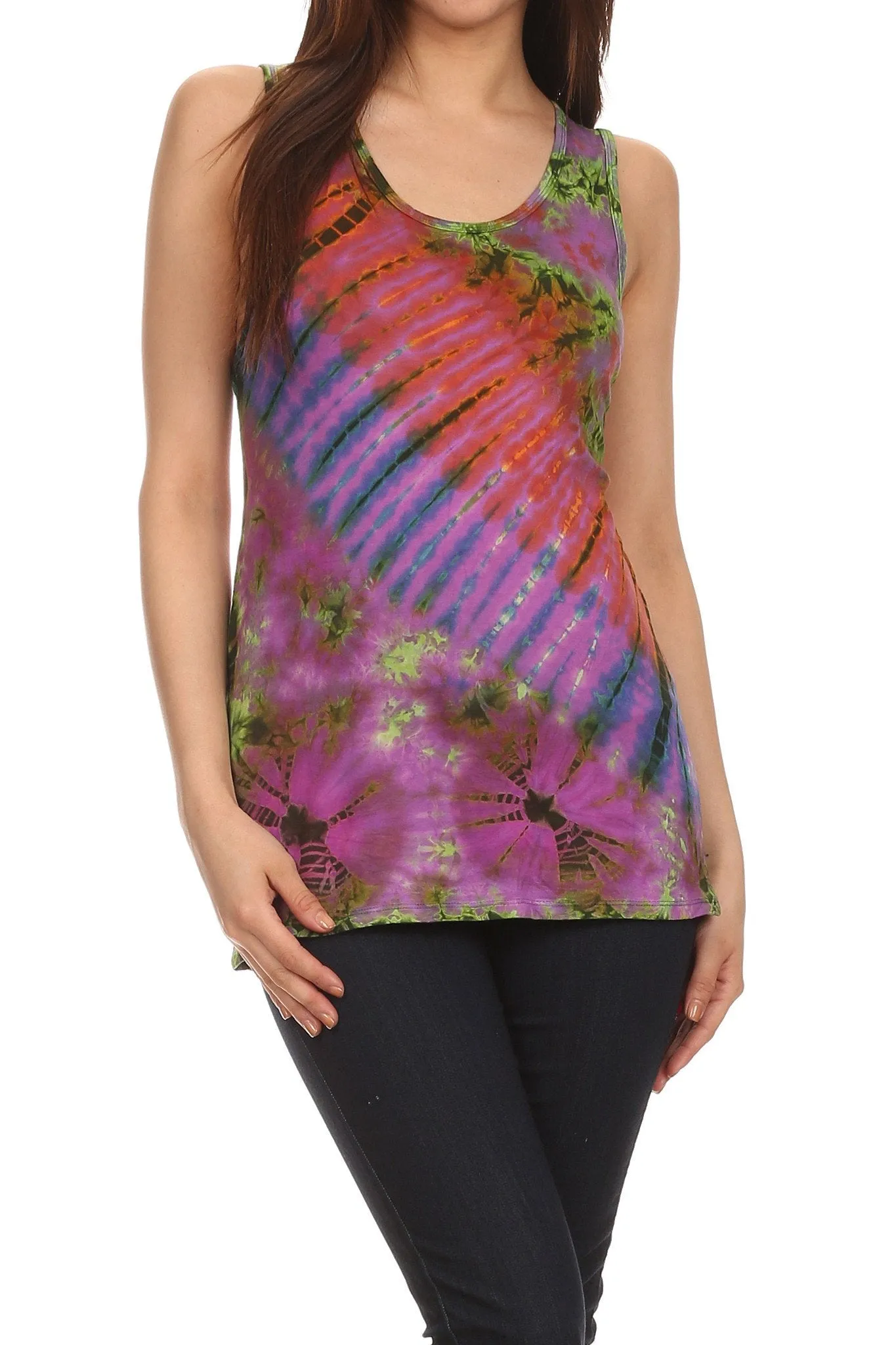 Sakkas Cicily Tie Dye Summer Tank Top Tee