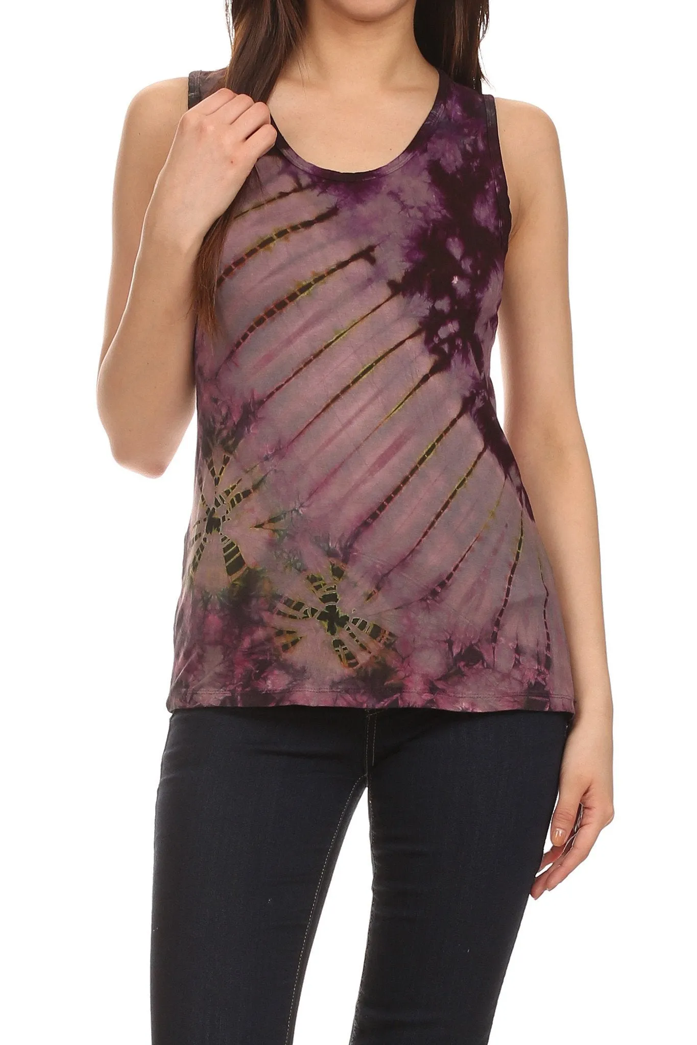 Sakkas Cicily Tie Dye Summer Tank Top Tee