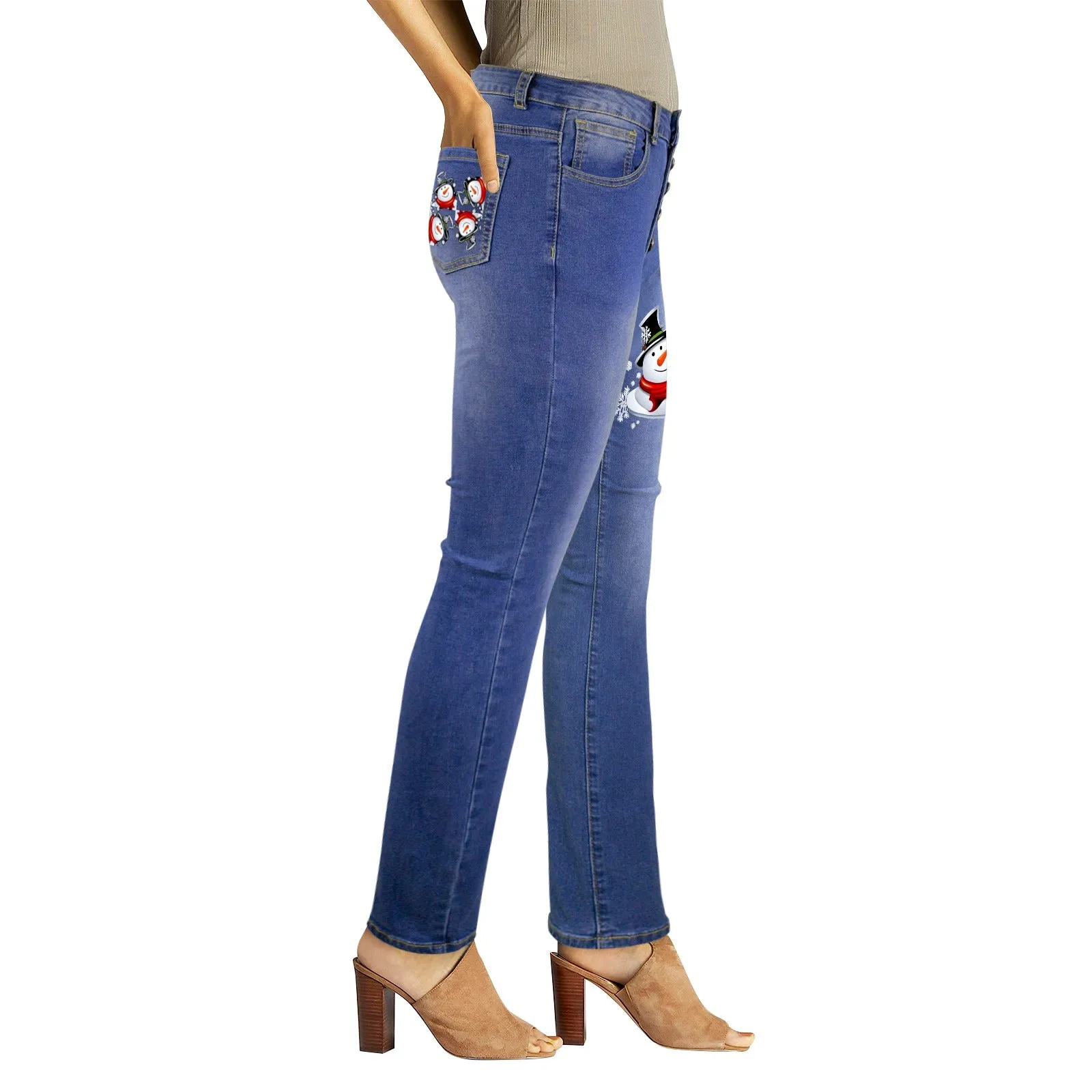 Snow Man's Delight Women's Christmas Jeans