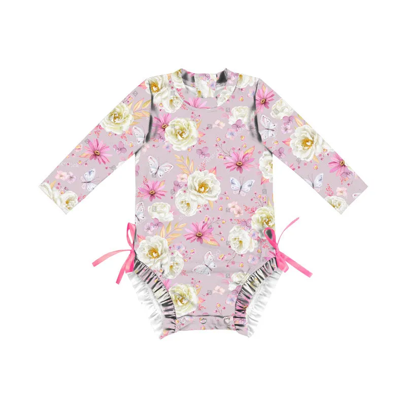 Swimsuit European Girl's Style Long-Sleeved  Baby One Piece swimwear