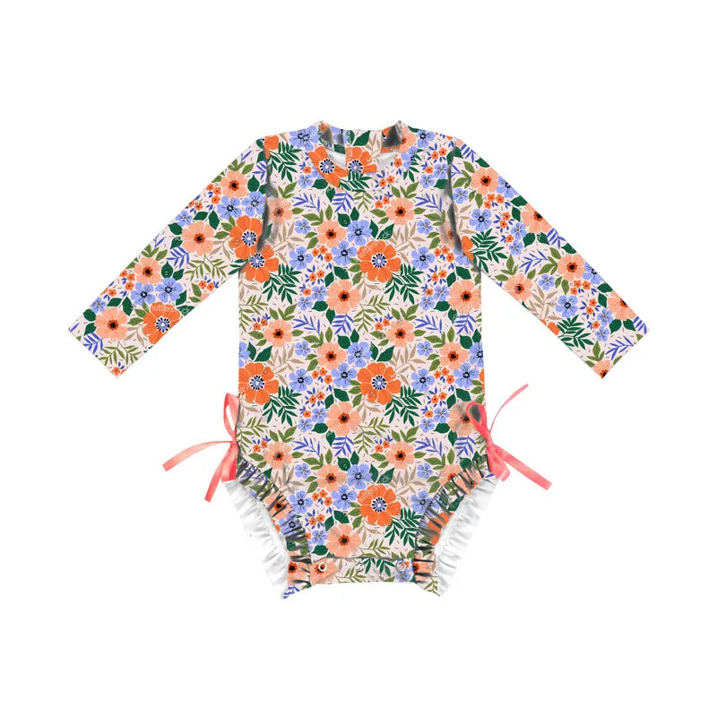 Swimsuit European Girl's Style Long-Sleeved  Baby One Piece swimwear