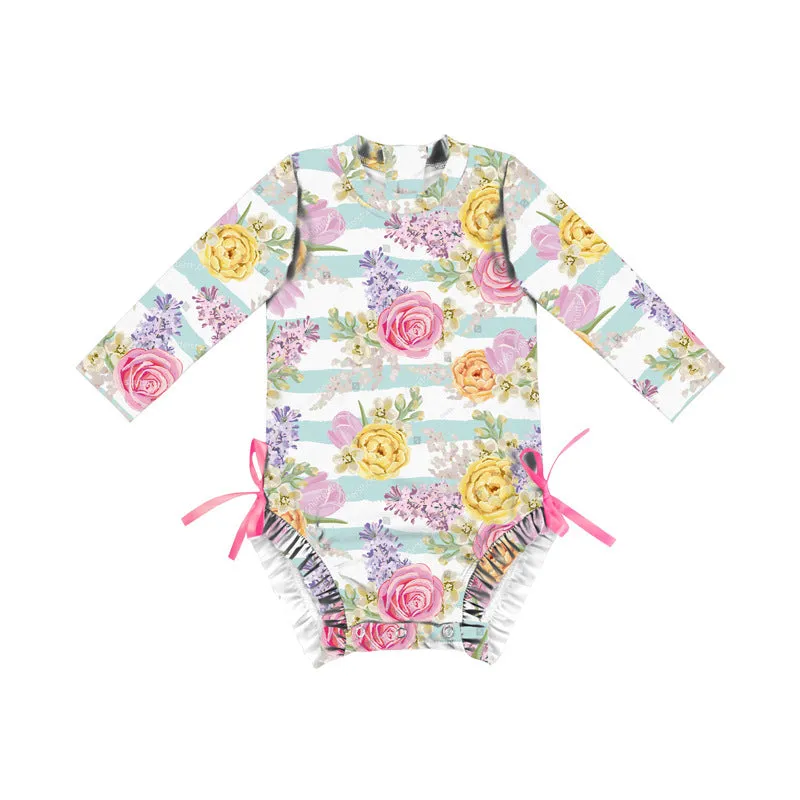 Swimsuit European Girl's Style Long-Sleeved  Baby One Piece swimwear