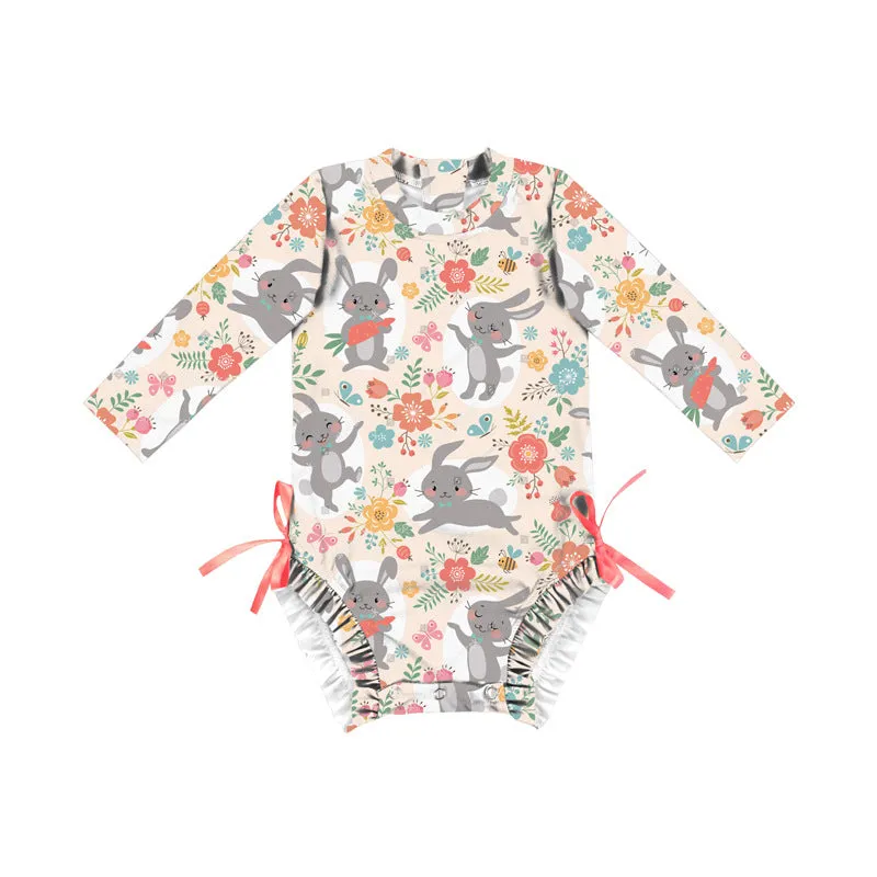 Swimsuit European Girl's Style Long-Sleeved  Baby One Piece swimwear