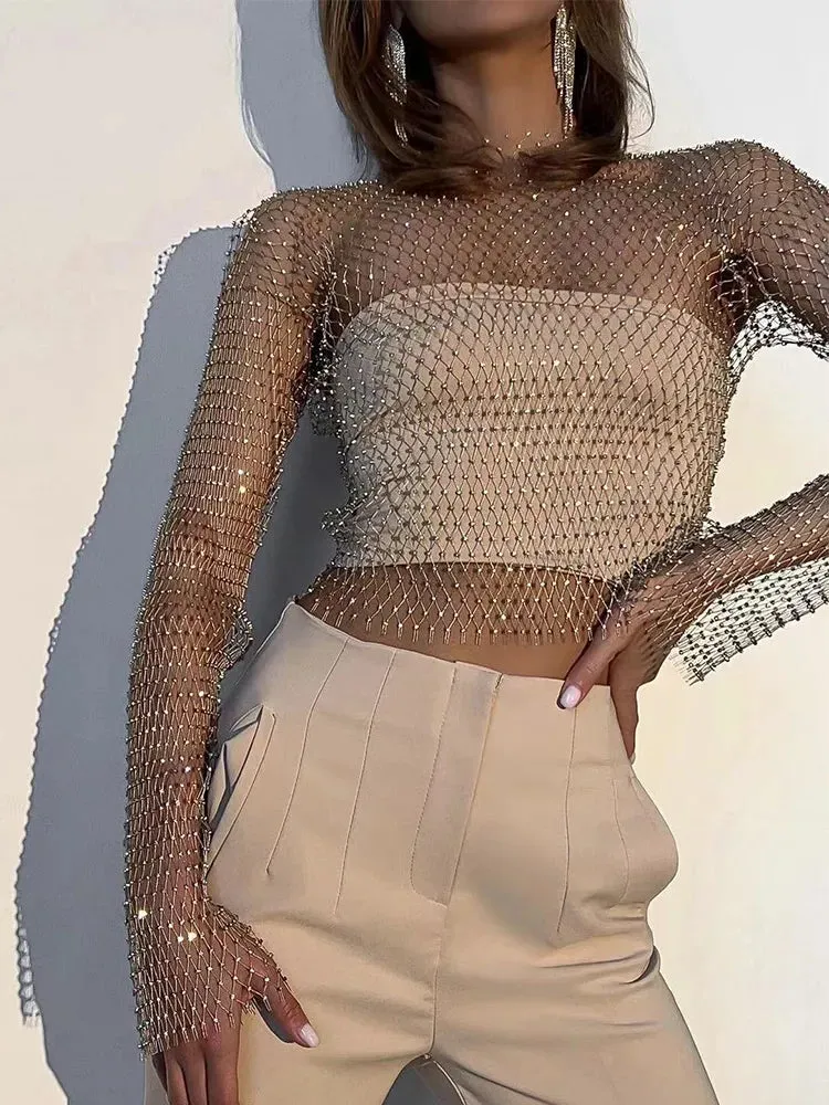 Women Sexy Mesh See Through T Shirt