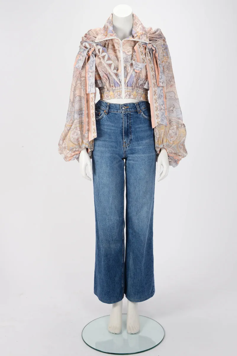 Zimmermann Odyssey Print High Tide Crop Jacket 0